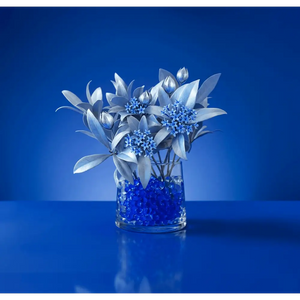 Blue waterbeads silver flower vase