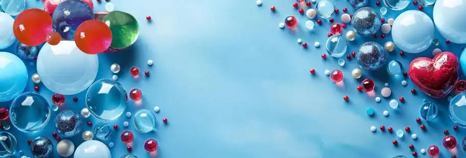 Colorful assortment of glass spheres.