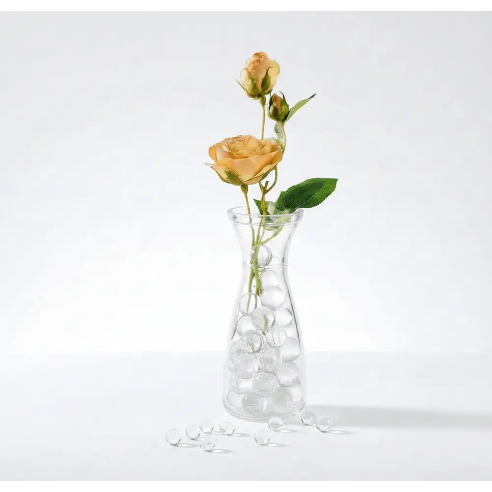Jumbo clear waterbeads single vase with roses